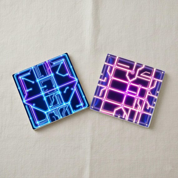 Cyberpunk, decoración de mesa con circuito impreso de neón