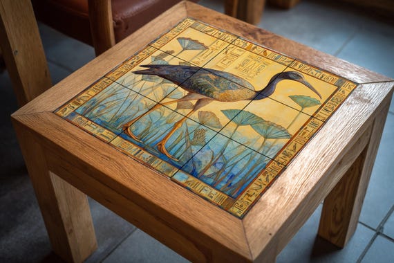 Mural de cerámica con ibis entre papiros — Mural cerámico de Cerámicas La Noria