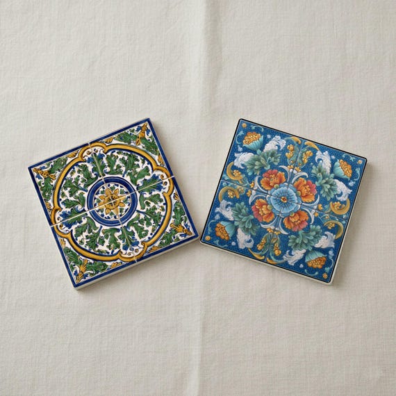 Renaissance Majolica Bird Ceramic Coaster Set — vista 4