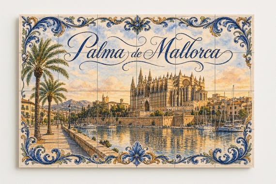 Mural de azulejos cerámicos de la Catedral de Palma de Mallorca, decoración d… — vista 4