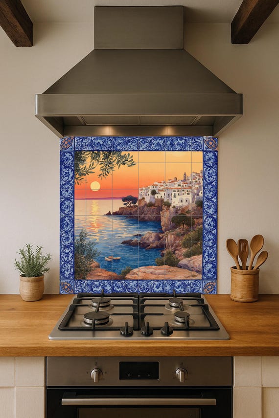 Mural de azulejos "Atardecer mediterráneo" — vista 4