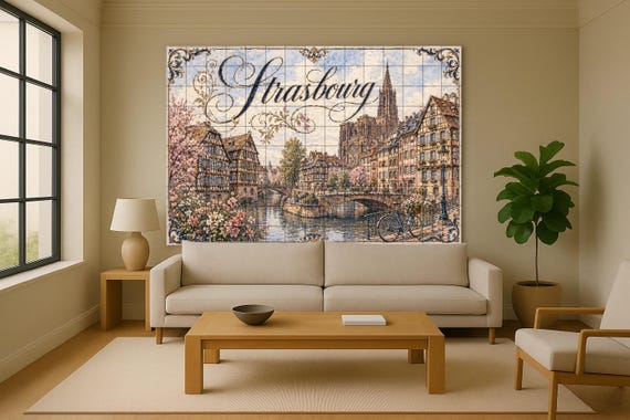 Mural de azulejos de cerámica de Estrasburgo, arte mural de Alsacia, Francia,… — vista 2