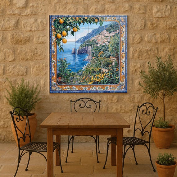 Mural de azulejos de cerámica de la costa mediterránea — vista 4