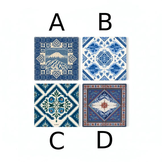 Azulejos japoneses / Posavasos del Monte Fuji azul índigo / Decoración — vista 2
