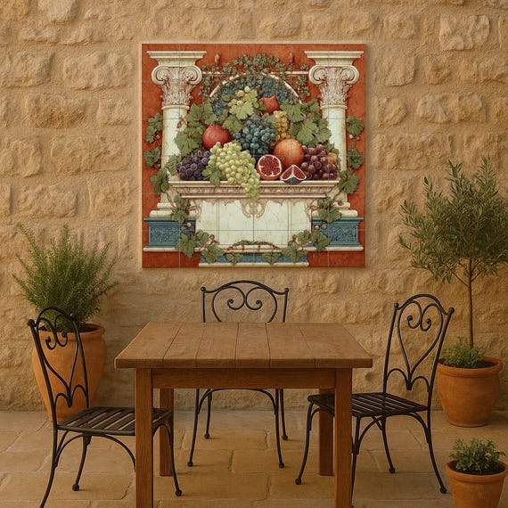 Mural de azulejos de frutas romanas — vista 2