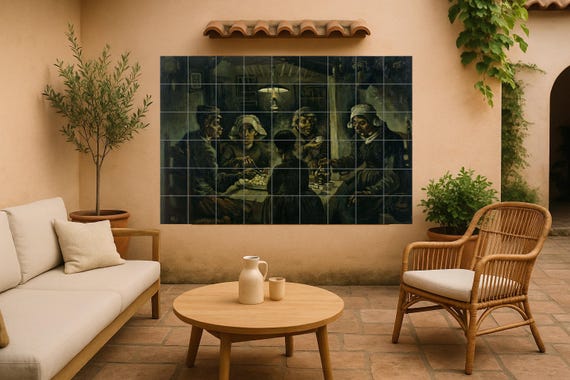 Mural de azulejos de cerámica "Los comedores de patatas" — vista 4