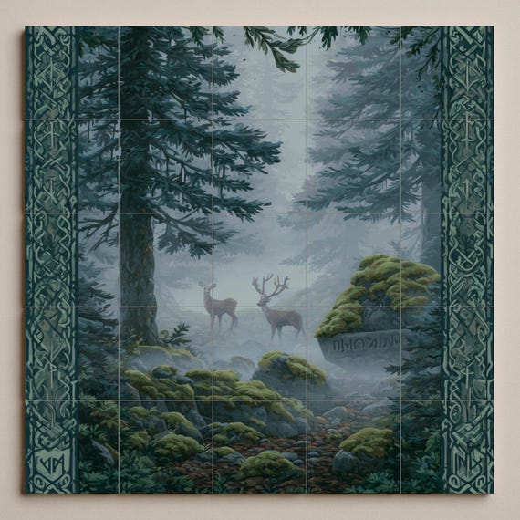 Mural de azulejos de bosque nórdico — vista 3
