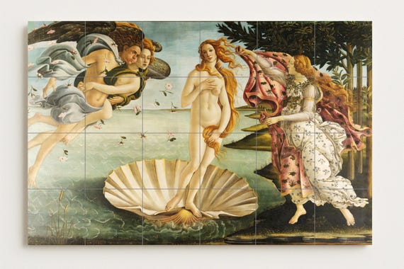 Mural de azulejos de cerámica "El nacimiento de Venus"