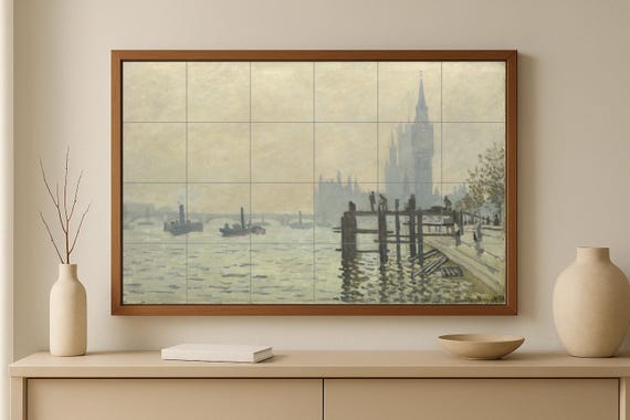 Mural de azulejos de cerámica del Támesis bajo Westminster — Mural cerámico de Cerámicas La Noria