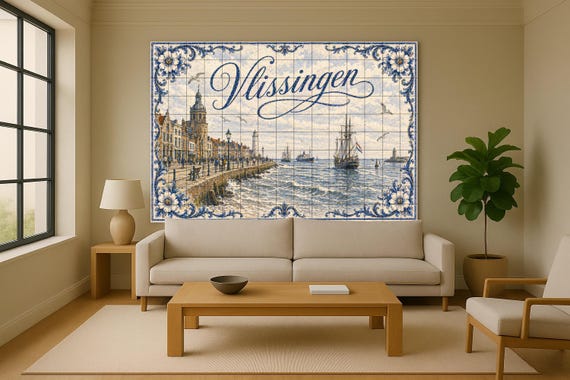 Mural de azulejos de cerámica de Vlissingen, arte mural inspirado en los barc… — vista 2