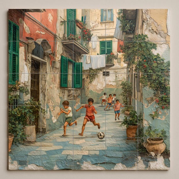 Mural de azulejos de patio napolitano — vista 3