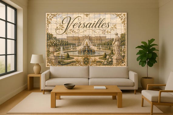 Mural de azulejos de cerámica de Versalles, arte mural de palacio francés con… — vista 2