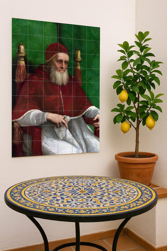 Mural de azulejos de cerámica con el retrato del Papa Julio II — vista 4