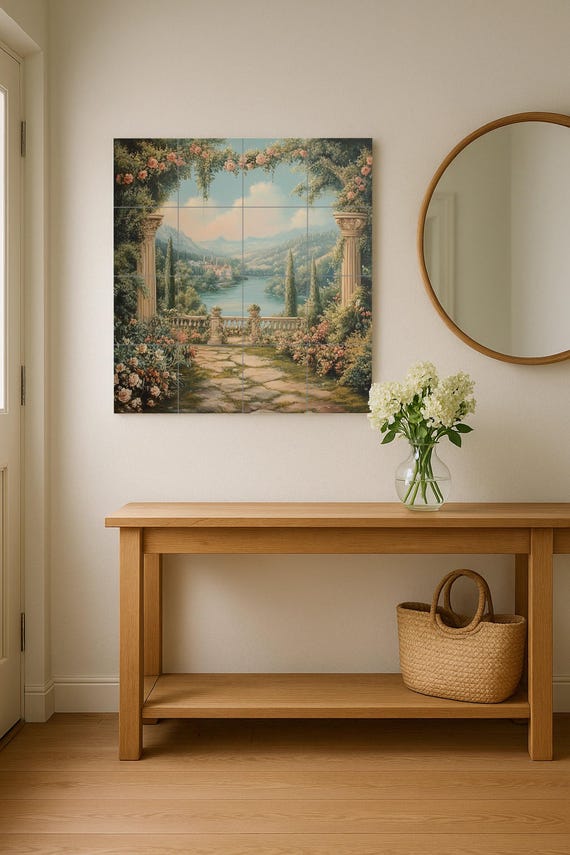 Mural de azulejos de cerámica con jardín romántico — vista 2
