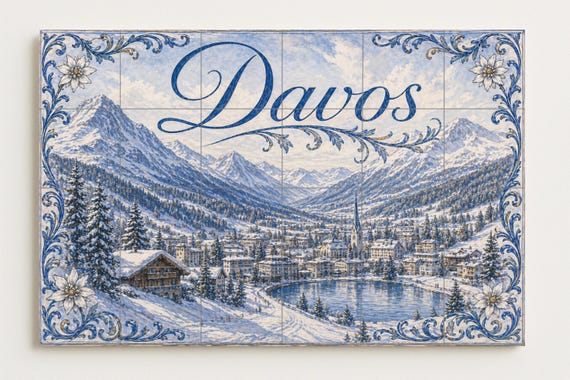 Mural de azulejos de cerámica de Davos, panel decorativo de pared con paisaje… — vista 4
