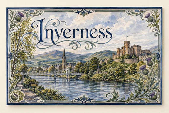 Mural de azulejos de cerámica de Inverness, arte mural de las Tierras Altas e… — vista 4