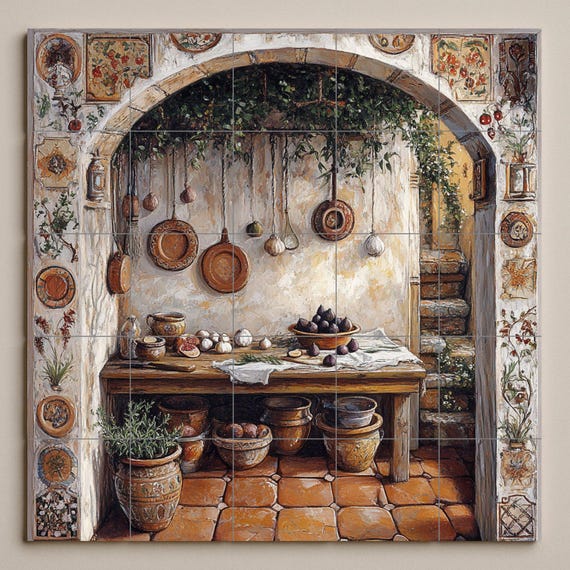Mural de azulejos de cerámica para cocina rústica — vista 3