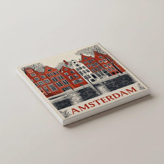 Ámsterdam / Posavasos de azulejos de casas de canales holandeses / Reg — vista 4