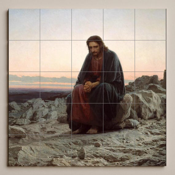 Mural de azulejos de Jesús en el desierto — vista 3