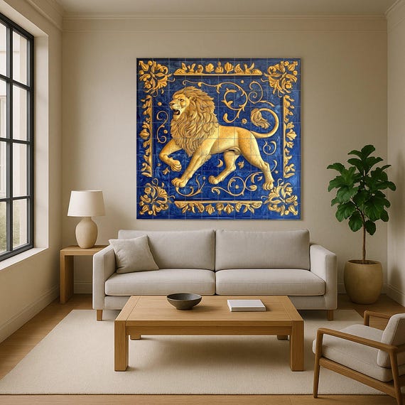 Mural cerámico León Dorado