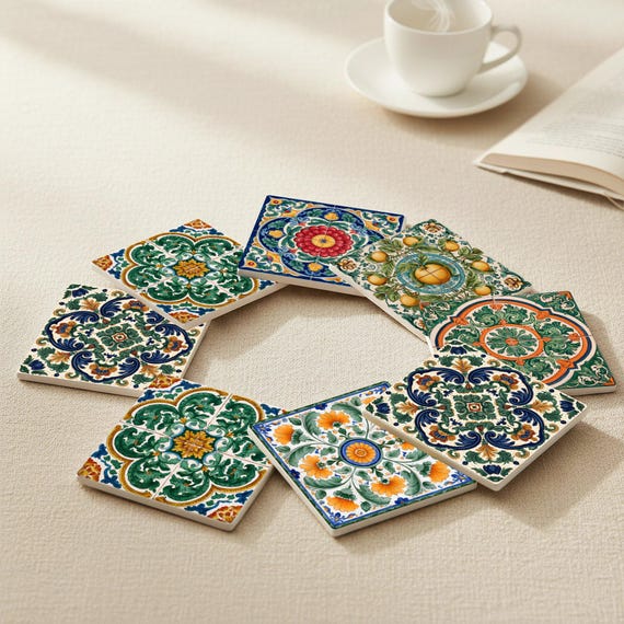 Valenciana con diseño floral mediterráneo (juego de 6) — vista 4