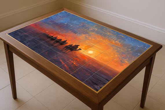 Mural de caravana al atardecer