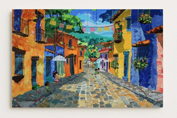 Mural de azulejos callejeros mexicanos — vista 3