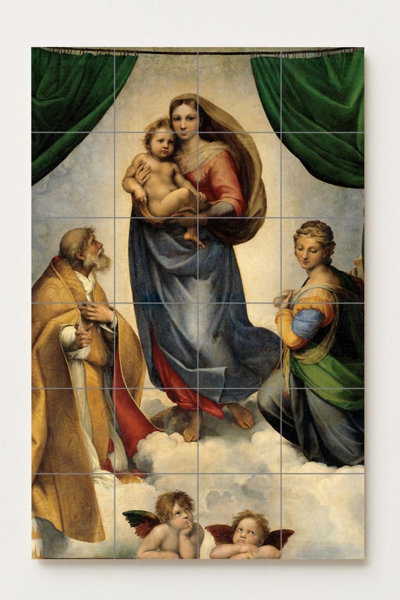 Mural de cerámica de la Virgen Sixtina — vista 2