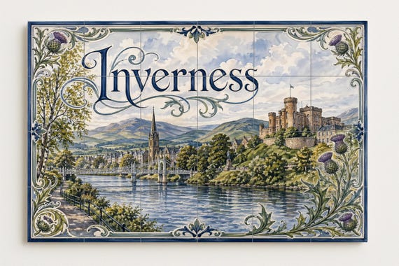 Mural de azulejos de cerámica de Inverness, arte mural de las Tierras Altas e… — vista 2