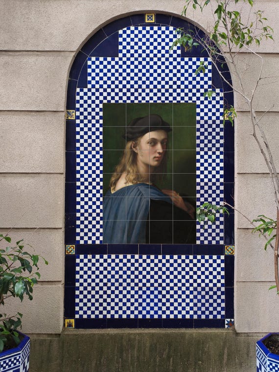 Mural de azulejos de cerámica con retrato de Bindo Altoviti — vista 3