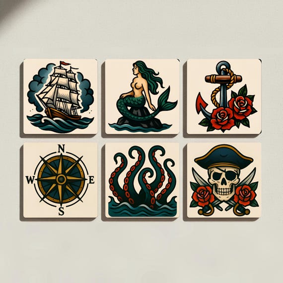 Diseño de tatuaje náutico / Arte marinero vintage — vista 3