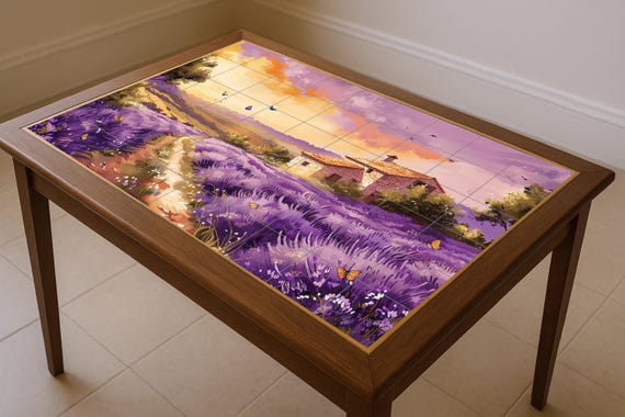 Mural de azulejos "Atardecer Lavanda"