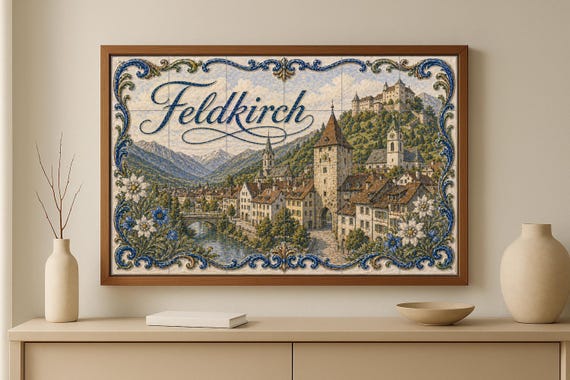 Mural de azulejos de cerámica de Feldkirch, Austria — vista 2