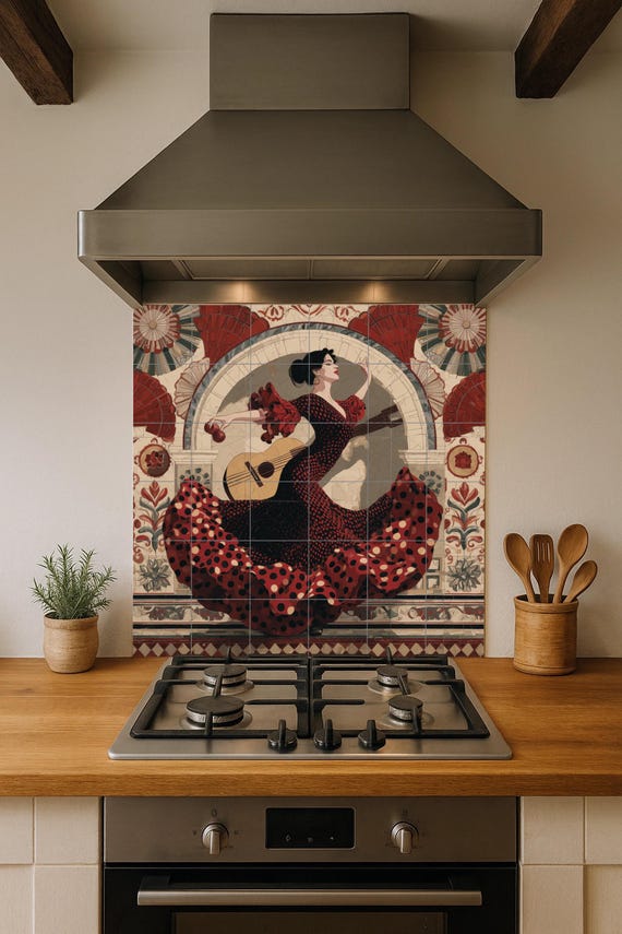 Mural de azulejos de bailarina de flamenco — vista 3
