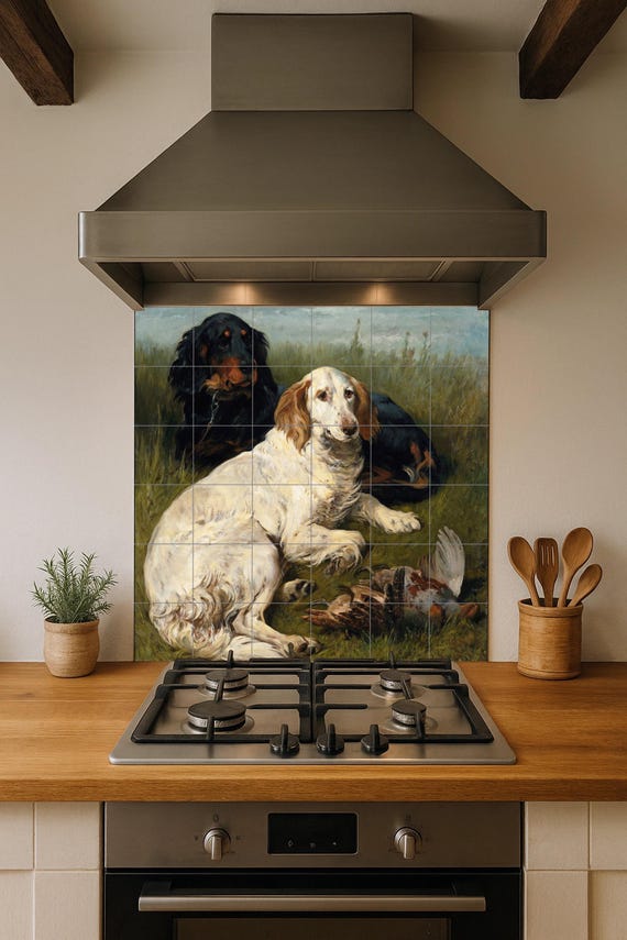 Mural de azulejos de perros de caza — vista 3