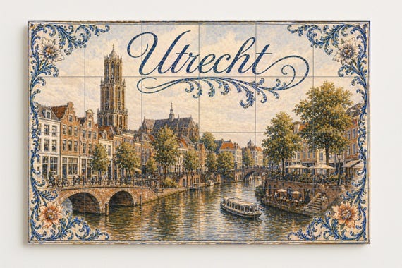 Mural de azulejos de cerámica de Utrecht, Países Bajos, arte mural de la ciud… — vista 4