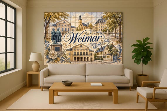 Mural de azulejos de cerámica de la República de Weimar, Alemania, arte mural… — vista 2