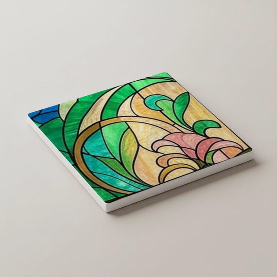 Art Nouveau, mosaico floral, decoración botánica — vista 3