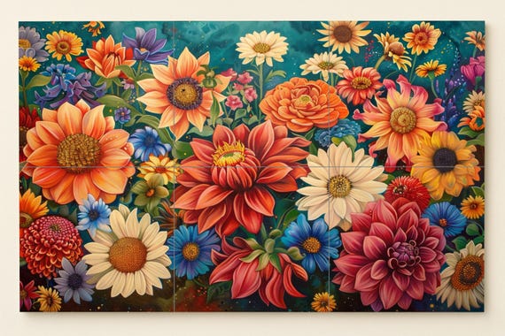 Mural de azulejos de dalia mexicana — vista 3