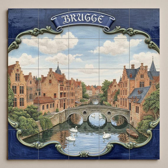 Mural de pared de cerámica del canal de Brujas — vista 3
