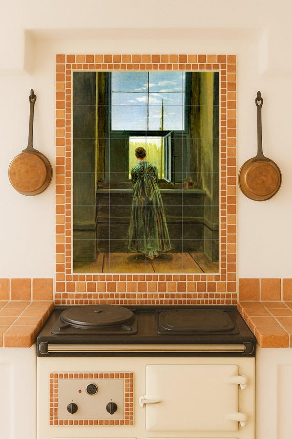 Mural de cerámica "Mujer en una ventana" — vista 2