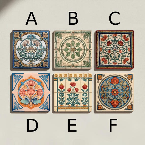 Iznik & Arts Crafts Ceramic Coaster Set — vista 2