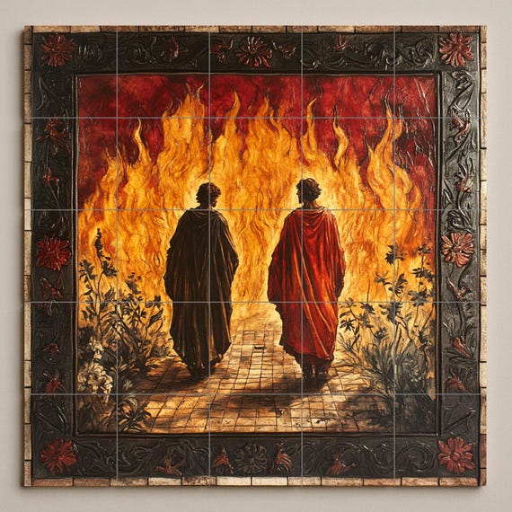 Mural cerámico del Infierno de Dante y Virgilio — vista 3