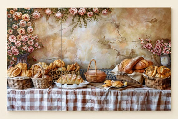 Mural de azulejos con desayuno provenzal — vista 2