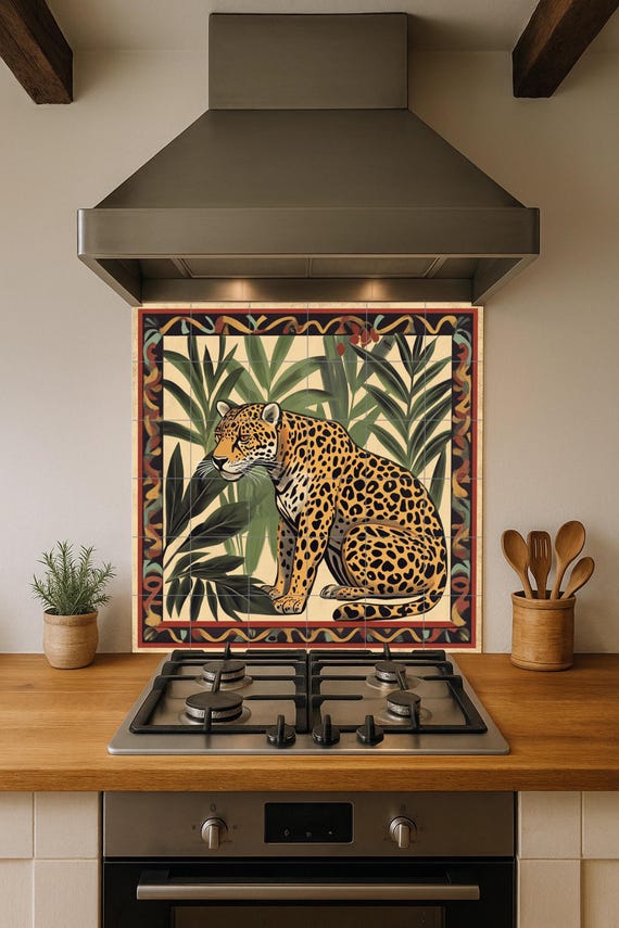Mural cerámico de un jaguar amazónico — vista 4