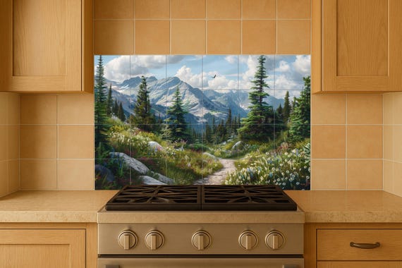 Mural de azulejos con flores silvestres alpinas — vista 4