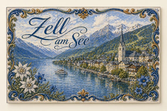 Mural de azulejos de cerámica de Zell am See, Austria — vista 3