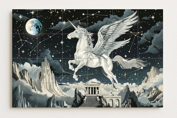 Mural de azulejos de Pegaso mítico — vista 2