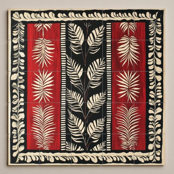 Mural cerámico textil granate de Surinam — vista 3