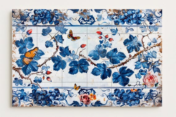 Mural de azulejos de parra azul — vista 2